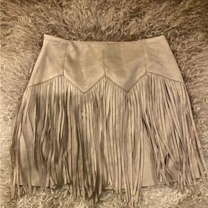 Bebe Fringe Suede Skirt